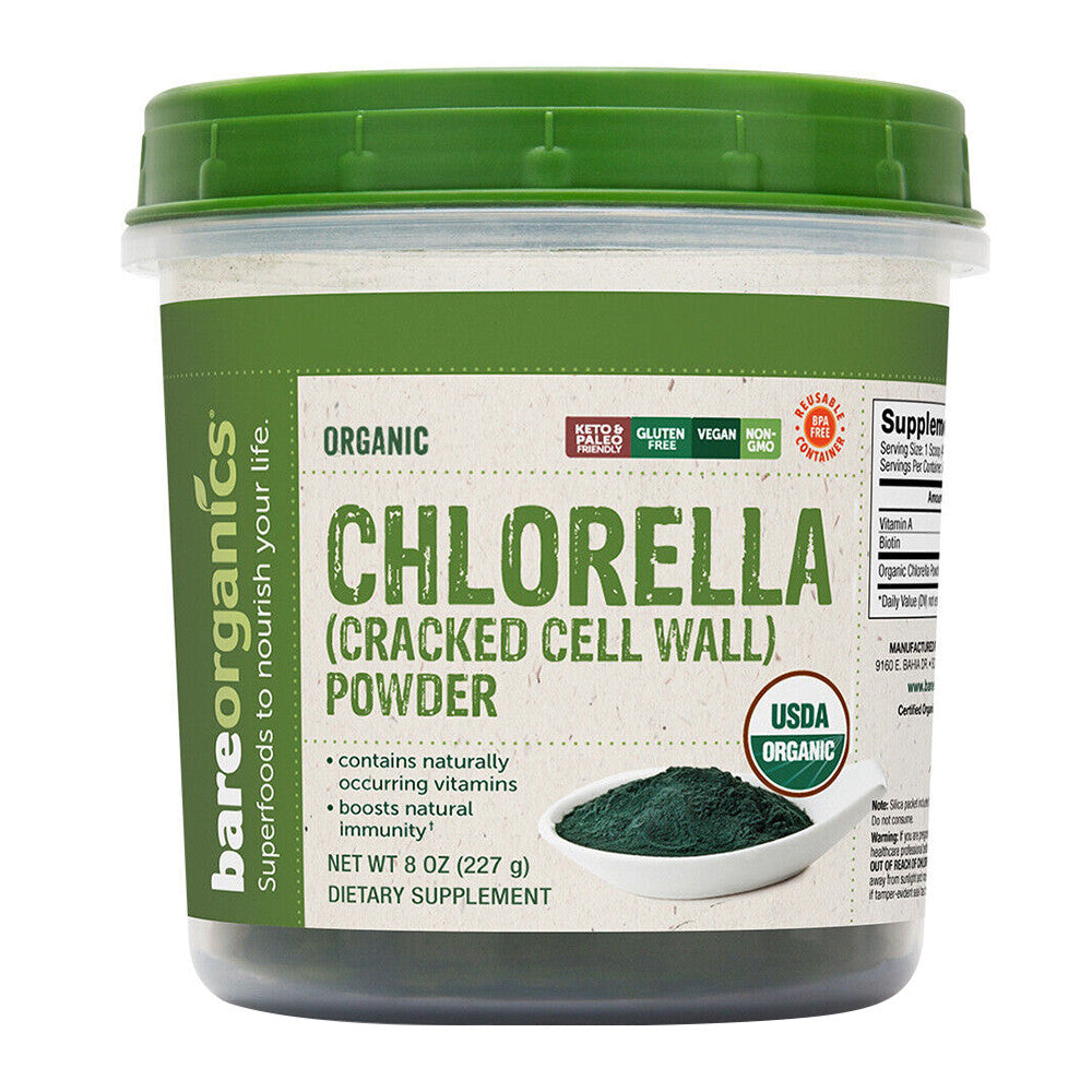 BareOrganics Chlorella Powder for Immunity, 8 Oz